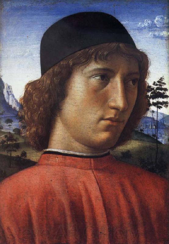 Domenico Ghirlandaio Portrait of a young man in red France oil painting art